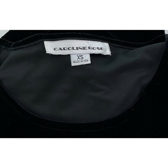 Caroline Rose Women Sz XS Black Stretch Velvet Cold Shoulder Flared Tunic Blouse - Picture 6 of 8